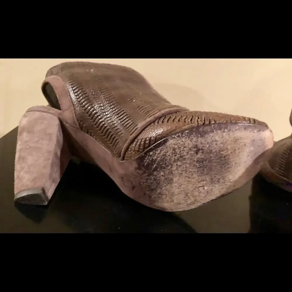 Coclico brown block heels size 6 peep toe